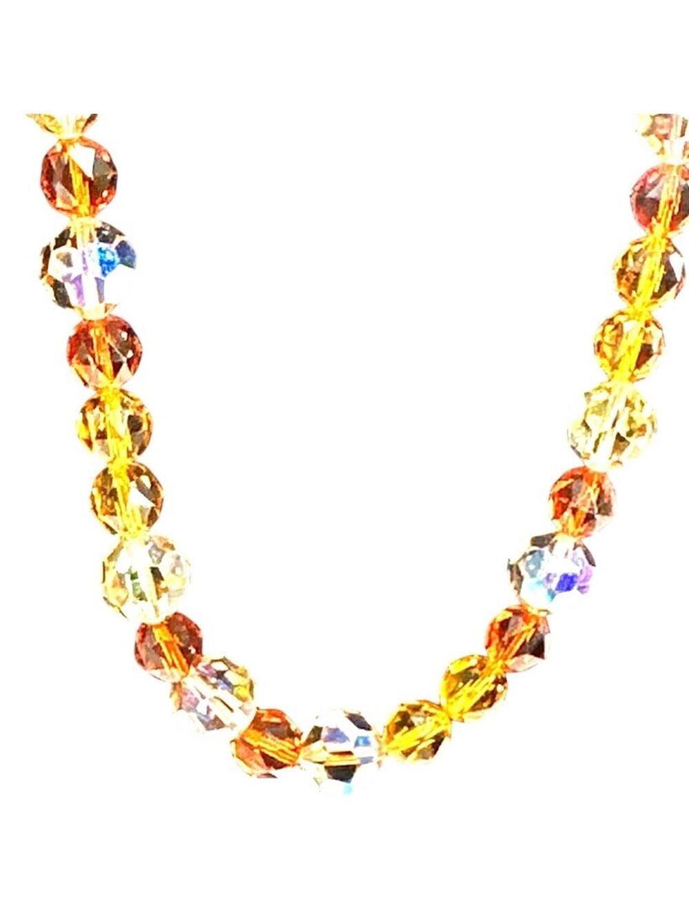 SWAROVSKI necklace faceted crystals beads 15”-18” Long Gold Orange Light Brown - Picture 7 of 7